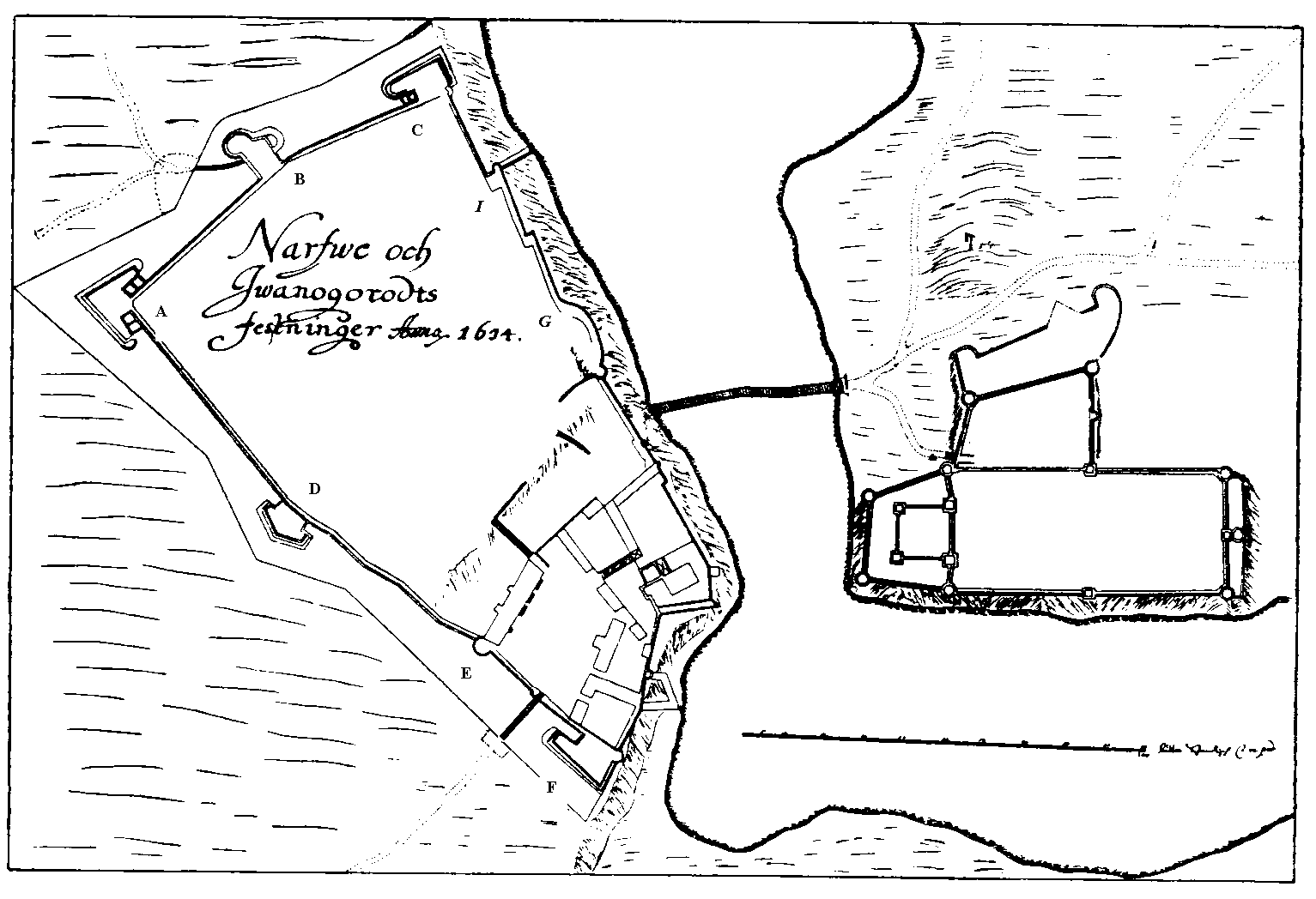 Самый старый план Нарвы  1637 года